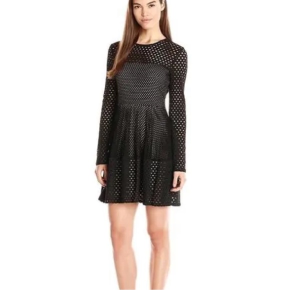 BCBG MaXAZRIA Black Mesh Lace Kyla Dress Size Large - Picture 3 of 4